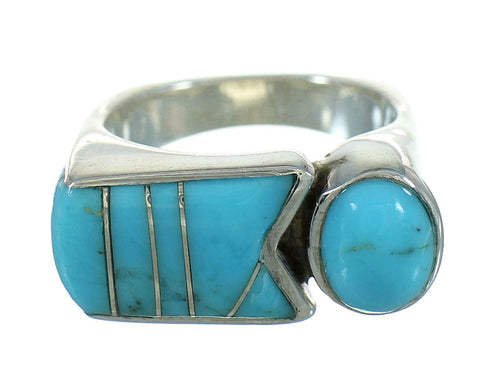 Turquoise And Genuine Sterling Silver Southwest Ring Size 6 YX69389